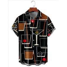 Men's Geometric Wine Glass Print Shirt 77487640X