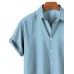 Men's Lapel Solid Color Casual Short Sleeve Shirt