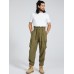 Mens Irregular Lace  up Waist Overall Cargo Pants