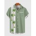 Vintage Style Green And Coconut Tree Printing Men's Short Sleeve Shirt