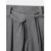 Men Cotton Design Striped Belted Pockets Casual Pants