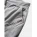 Mens Plain Zipper Pocket Button Fly Drawstring Waist Casual Jogger Pants