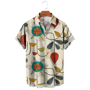 Men's Mid 1950s Modern Print Short Sleeve Shirt