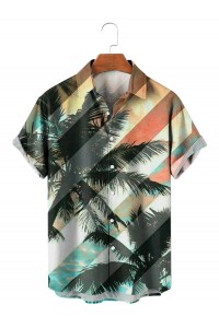 Men's Palm Stripe Print Shirt 57509228X