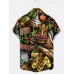 Men's Cartoon Doodle Hawaiian Print Short Sleeve Shirt