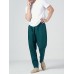 Mens 100  Cotton Solid Color Baggy Casual Drawstring Pants