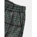 Men Glen Plaid Drawstring Waist Pockets Straight Casual Pants