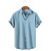 Men's Lapel Solid Color Casual Short Sleeve Shirt