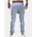 Mens Plain Zipper Pocket Button Fly Drawstring Waist Casual Jogger Pants