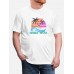 Colorful Coconut Tree Printing Cotton Men's Short Sleeve Tee