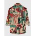 Men's Retro Leisure Vacation Style Coconut Tree Car Printing Men's Long Sleeve Shirt