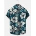 Grunge Hibiscus Print Short Sleeve Shirt